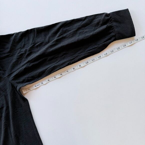 NWOT Goldie Lewinter Oversized Pilgrim Collar Button Down Long Sleeve T in Black - Picture 10 of 10